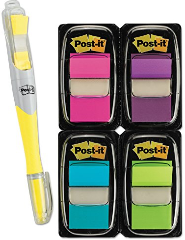 Post-it 680-PPBGVA Sidflagga Värdepack, blandade färger, 200 flaggor och överstrykningspenna med 50 flaggor