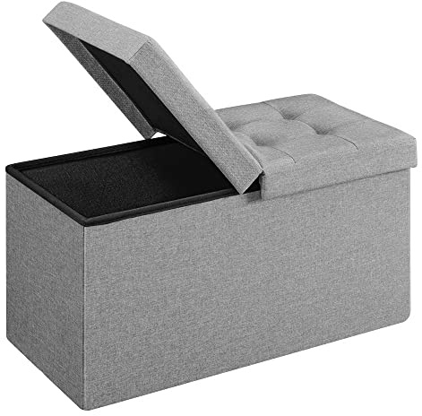 SONGMICS Sitzbank mit Stauraum, klappbare Sitztruhe, 38 x 76 x 38 cm