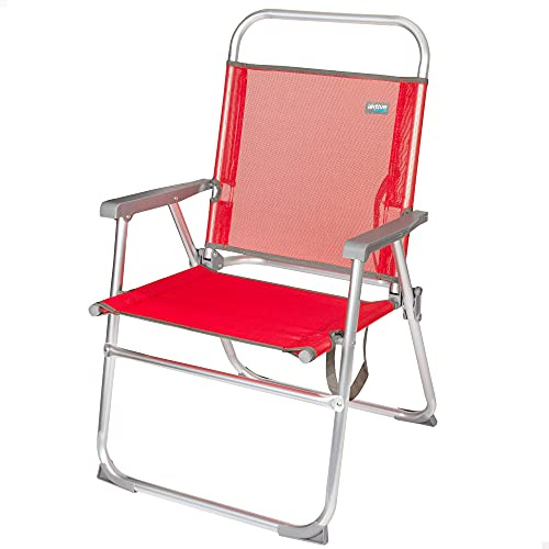 Aktive 53968 - Silla plegable fija aluminio 56 x 50 x 88 cm - rojo