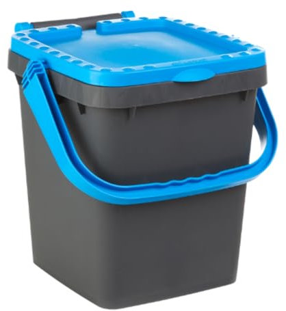 Ecoplast | Pattumiera per Raccolta Differenziata 20 Lt, Bidone Spazzatura in Plastica Riciclata, Blu, 34,5x34,5x34,5, Made in Italy