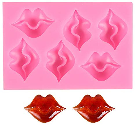 DUBENS Hot Lips Soap Moulds, 3D Sexy Red Lips Kisses Collection Silicone Moulds Chocolate Candy Bath Bomb Lotion Bar Mould Ice Cube Tray Cake Baking Pan Wedding Party
