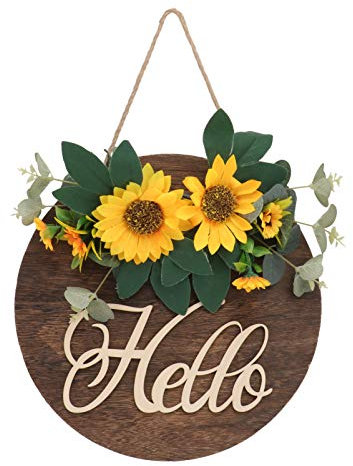 VALICLUD Holz Willkommensschild Hochzeit Türschild Sonnenblumen Vintage Willkommen Wandschild für Frühling Türdeko Landhaus Haustür Deko Kranz Ostern Fensterdeko Wohnzimmer Wanddeko