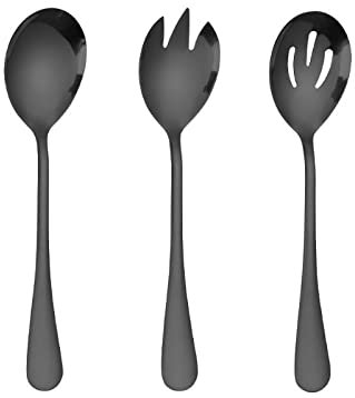 jiaquanwufeng-2022 Besteck Dessertlöffel 3 stücke Salat Löffel Gabel Edelstahl Besteck Set Servierlöffel Set Bunte Löffel for Esstisch Küche Gadget Eislöffel