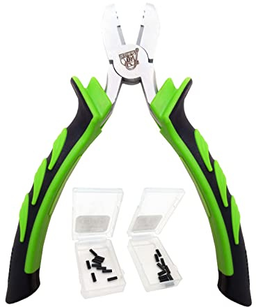 CARP ON- Fishing Crimp Plier Tool Set Includes 5 Inch Pliers with Nickel Jaws & 2 Sizes of Double Crimps - Terminal Tackle for Making Carp Rigs [28-0007]