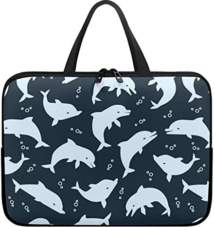 chaqlin Cute Dolphin Whale Laptop Sleeve Case Briefcase Handbag Women Men Laptop Case Slim Computer Bag Briefcase Work Bag,Laptop Protective Case Portable Notebook Cover with Zipper, Fit 17 Inch