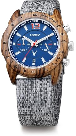 LeeEv Herren Sport Design Holzuhr, handgefertigt leicht leuchtendes Multifunktionsdatum Display Chronograph Militär Quarz Bambus Holzuhr