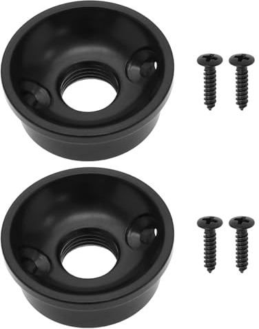 LT Easiyl 2 Stück M9 Gitarre Klinkenbuchse Gitarre Eingangsbuchse Gitarre Jack Socket inkl. Schrauben für E-Gitarre Telecaster-Gitarren Metall, Metrisches Gewinde, Schwarz