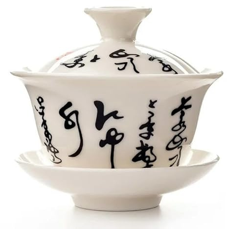 LAMPPE Tazze da tè Gaiwan Tradizionale Cinese Elegante zuppiera da tè in Ceramica con Coperchio, piattino, Tazza da tè Kung Fu