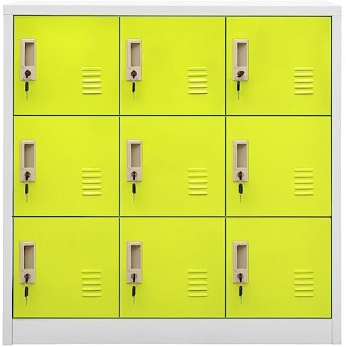 KTHLBRH Schließfachschrank Hellgrau und Grün 90x45x92,5 cm Stahl Büro-Stauschrank Wohnzimmerschrank Möbel für das Wohnzimmer Geeignet für Wohnzimmer, Schlafzimmer, Büro