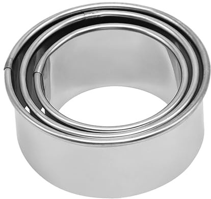 Juego de 3 cortadores de galletas redondos, cortadores circulares de bollería, cortadores de bolas de masa de acero inoxidable para hornear galletas de 1.4 pulgadas de alto. (3 piezas de 3.2 pulgadas,