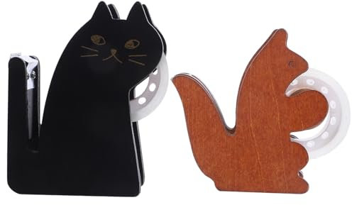 NUOBESTY 2stücke Klebebandabroller Mit Tiermotiv Klebebandschneider Klebebandhalter Für Schreibtisch Cartoon Design Praktischer Haushaltsspender