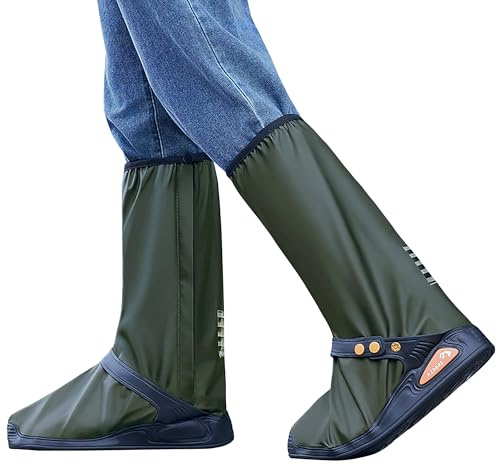 Rain Shoe Covers Waterproof Rain Boot Shoe Cover for Men and Women (Green, XXL)