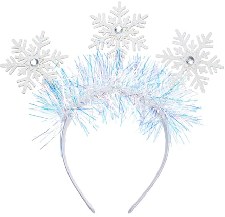 NICENEEDED 2 Stück Weihnachts Stirnbänder Schneeflocke Haarband Feder Glitter Kopfschmuck Weiß Head Boppers Winterlicher Weihnachts Haarreif Kopfschmuck