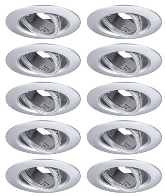 Paulmann 92116 Spots encastrés kit de 10 orientable rond 90 mm 30° GU10 max. 10x10W 230 V Chrome mat Luminaire encastré - luminaire sans ampoule