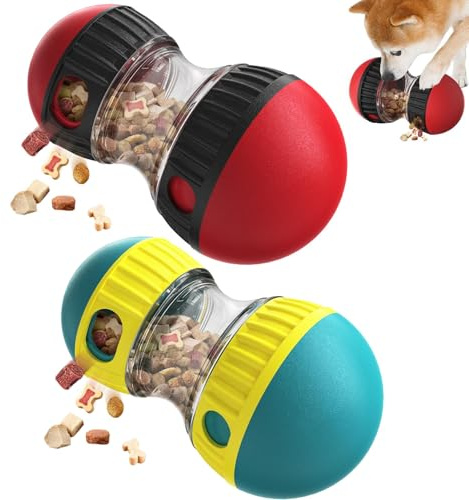 WDAFLG Juguetes Interactivos para Perros Paquete de 2, Indestructible, sin BPA, Consume la Energía de tu Mascota, Juego Inteligencia, Apto para Perros y Gatos (Rojo y Verde)