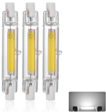 15W 78mm R7S LED Lamp Dimmable, Cold White 6000K, 1500 LM, Double Ended COB LED Bulb Equivalent Linear J78 150W Halogen Bulbs, 360 Degree LED Spotlight for Projector, Ceiling Lamp, 3-Pack