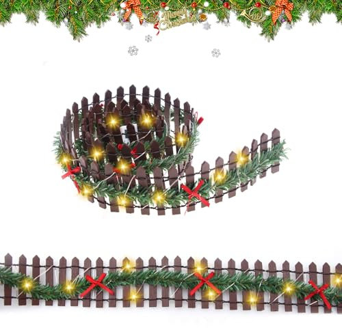 Accessoires de Lutin de Noël Miniature,Clôture de Jardin Miniature en Bois,Clôture de Jardin Miniature,Mini Clôture de Jardin,Décoration de Jardin Mini Clôture en Bois,pour Poupée Maison Accessoires
