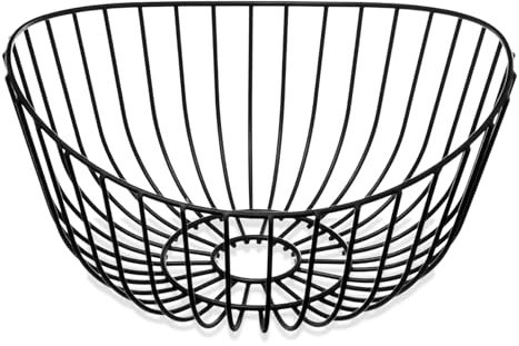 TIENDA EURASIA – Frutero | Cesta De Frutas | Material Acero Inoxidable | Color Negro | Cesta Para Frutas y Verduras | Fruteros de Cocina | Medidas 27.5x26.5x14 cm