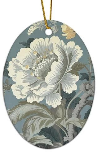 LMMIXEE Chinoiserie Blaue und weiße Weihnachtsbaumschmuck, Blume, asiatische Weihnachtsdekoration, 2024, Neuheit, Weihnachtsschmuck, Andenken, Geschenke für Familie, Freund, Hochzeitstag