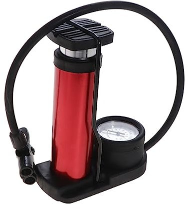 BESPORTBLE Hochdruck Fußpumpe Kleiner Standpumpe Aluminiumlegierung Rot Universelle Anschlussstücke Für Fahrrad Motorrad Und Ballspiele Tragbarer Reifen Inflator Für Reisen Und Freizeit