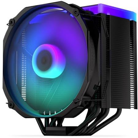 ENDORFY Fortis 5 Black ARGB – CPU Luftkühler Tower, 140mm Fluctus PWM Lüfter mit Lüfterstopp, 6 Heatpipes, TDP 220W, für AMD AM4/AM5 & Intel LGA1700/1851, Schwarz