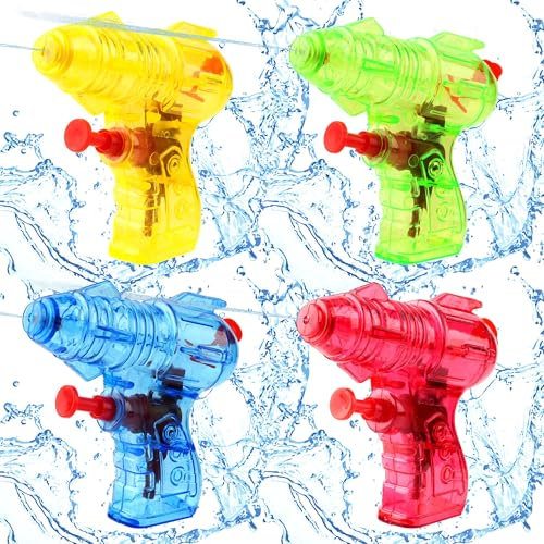 Mini-Wasserpistole für Kinder, 4 Stück, transparente kleine Wasserpistole, kleine Wasserpistole, Sommergeschenke, Schwimmbad, Strand, Outdoor, Wasserkampfspielzeug für Kinder