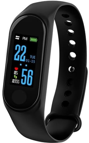M3 Braccialetto Fitness Tracker Fitness Tracker con Cardiofrequenzimetro 0.96 Pollici Schermo HD IP65 per Android iOS Smartwatch con Notifiche di Chiamata Allarme Silenzioso (nero)