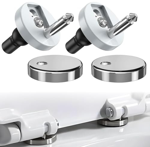 Xiciki 2 Pack Toilet Seat Fittings Hinges Replacement Top Fix Blind Holes | Universal toilet seat hinges replacement, with expanding rubber screws for WC blind holes. Quick release, easy DIY install.