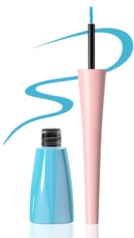 Boobeen Lápiz Líquido Delineador de Ojos, Delineador de Ojos de Color Impermeable a Prueba de Manchas, Delineador de Tinta con Punta de Precisión para Miradas Atrevidas (Azul claro, 1ud.)