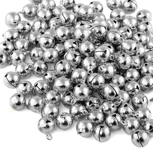 120PCS Mini Cascabeles Plateados Campanas de Cobre para Manualidades Joyería Decoración Navidad Regalos – 12mm
