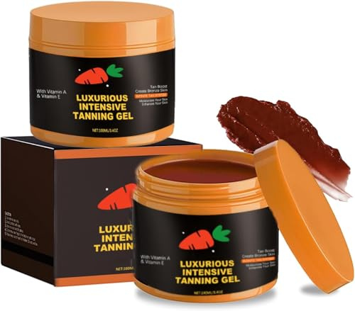 2PC Bräunungsbeschleuniger, Premium Bräunungscreme, Karott Tanning Gel, Carrot Selbstbräuner Körper Gesicht Solarium Creme, Intensive Tanning Gel, Bräunungsöl für Sonnenbänke & Außensonne