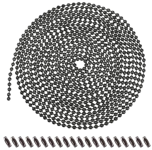 120 Black Ceiling Fan Pull Chain Extender, Rust Proof 3mm Beaded Ball Light Pulls Extension Chains, Metal Lights Pull Chain Extension with 12 Connectors for Pulls Light Fixture and Fan