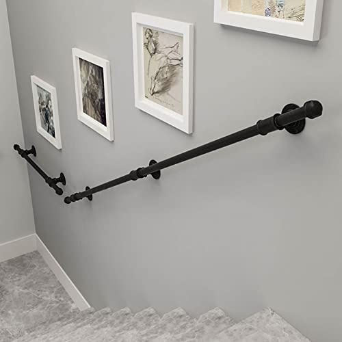 Escalier en fer forgé noir de 30 à 150 cm – Balustrade intérieur/extérieur pour escaliers, greniers et marches – et balustrades élégantes pour plus de sécurité et de soutien