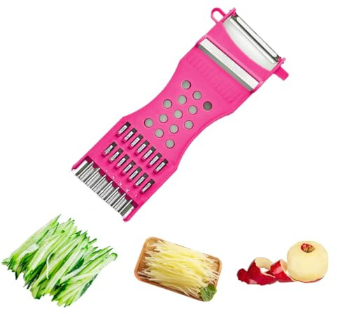 Auriselle Pelapatate Multifunzionale Taglia Verdure Taglia Carote Pelapatate 6 in 1 Lame in Acciaio Inossidabile per Verdure e Pelapatates Multifunzionaleper la Ristorazione (Rosa)