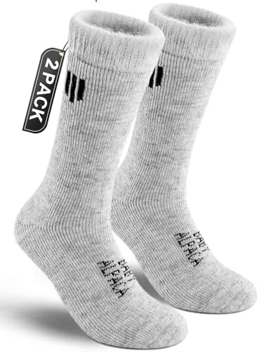 Juclise Alpaca Wool Heavyweight Thermal Boot Socks Winter Hunting Hiking Working Cold Weather Cushioned(Stone Gray M)