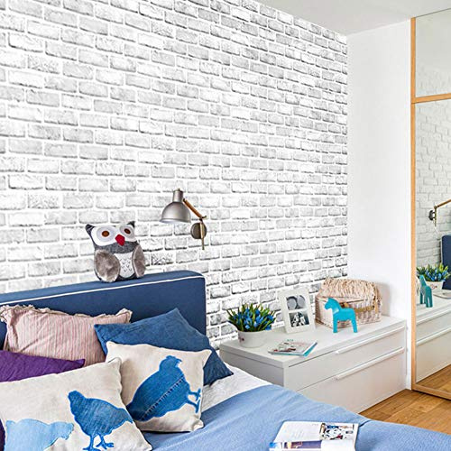 HEEPDD Papier Peint en Brique Blanche, Autocollant Mural en PVC de Style Unique pour la Décoration du Salon, de la Chambre à Coucher, du Restaurant, avec Support Adhésif pour une