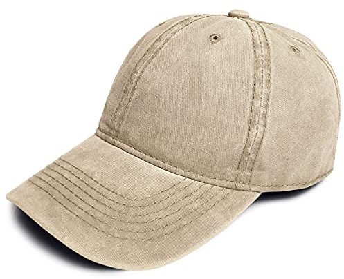 TOSKATOK Mens Boys Womens 100% Cotton Distressed Stonewash Peaked Baseball Cap Hat with Adjustable Sizing Strap