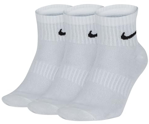 NIKE Men's Everyday Lightweight Ankle Training Socks 3 Pair , White/Black, L UK