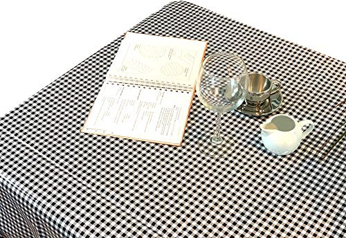 Alux Gingham Oilcloth Tablecloth - Black - Plastic Vinyl PVC - Mantel de Plastico - Mexican Oilcloth Tablecloth (55x90In Rectangle)