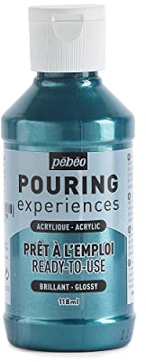 Pebeo Pouring Experiences 524628, Pittura Acrilica Premiscelata, 118 ml, Blu Cobalto Metallizzato
