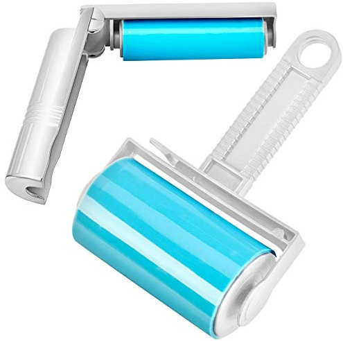 infactory Fusselrolle: 2er-Set Wiederverwendbare Fussel- und Tierhaarrollen in 2 Größen (Wiederverwendbare Fusselrolle, Flusenroller, Handschuhe)