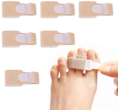 Gunwon 6 Pcs Hammer Toe Straightener, Toe Bandage for Separating Curled Toes,Hammer Toe Splints, Toe Cushioned Bandages for Correcting Hammer Toes, Broken Toes, Crooked Toes & Overlapping Toes