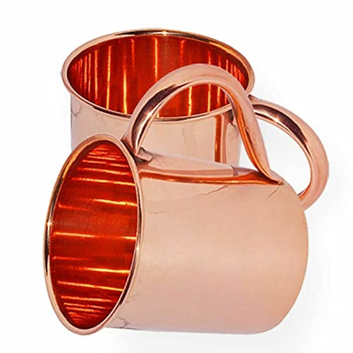 Exclusive Global 2 Pure Copper 16oz Moscow Mule Mugs | 100% Solid Copper Mugs | Drinkware Cocktail Mug | Cup