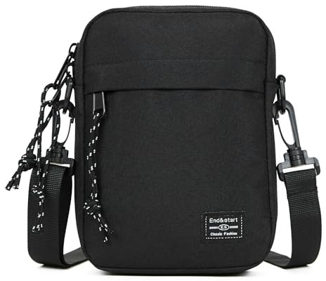 Handy Umhängetasche Herren Schwarz, Herrentasche zum Umhängen Klein, Wasserdichte Reißverschluss Handy Schultertasche Herren Handytasche mit Schulterriemen Handy Brieftasche Geldbörse Handtasche