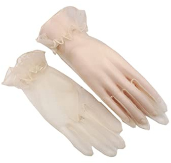 bmactosh Guanti da donna in tulle, ideali per feste di fine anno, feste serali, guanti corti da sposa, Champagne leggero, taglia unica