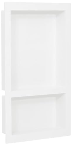 vidaXL Hornacina de Ducha con 2 Compartimentos Nicho Estantería Champú Jabón Acondicionadores Baño Muebles Artículos Básicos Espacios Blanco Brillo