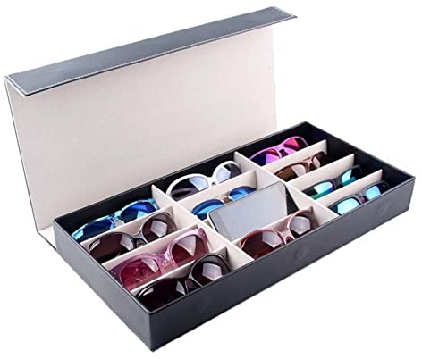 TOMYEUS Glasses Stand 12 Grid Glasses Necklaces Jewellery Stand Display Storage Organiser Boxes Show Case 3D Glasses Display Rack/Shelf Glasses Holder (Color : Beige)