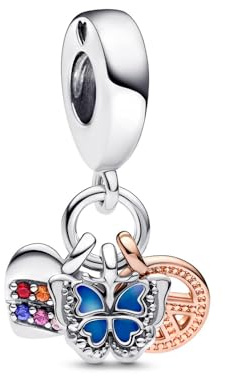 Pandora Moments Creolen Schmetterling, Sterlingsilber, mit klarem Cubic Zirkonia, abgestuft blaue und weiße Emaille