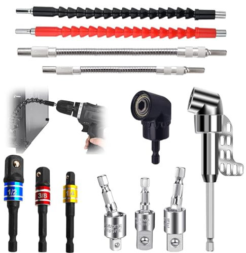 12 stk Winkelaufsatz, 105 Winkel bithalter, Stecknussadapter Akkuschrauber, für Akkuschrauber, Bohrerverlaengerung, um die ecke Schrauber, für elektrische Bohrmaschinen