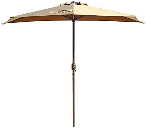 Sonnenschirm Regenschirm Gartenschirme Khaki Terrasse Balkon Halbschirm halbrund mit Kurbel, Sonnenschutz halbrund rund für Garten kleine Terrasse im Freien good